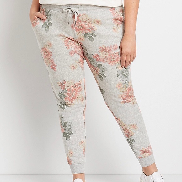 Maurices Pants - Maurices Gray Floral Jogger Sweatpants 1X